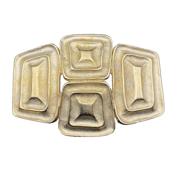 Unbranded Jewelry - Designer Inspired Modernist Brooch Pin Matte Gold Tone Geometric Unisex Unsigned